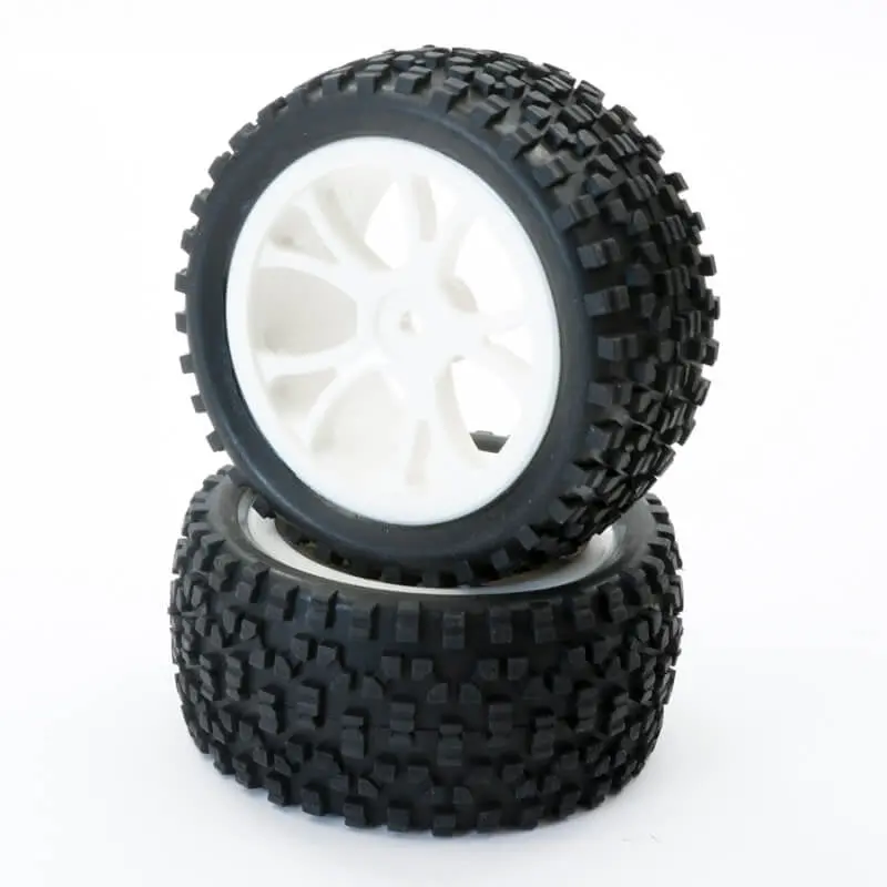 1/10Th Mounted Cuboid Buggy Rear Tyres 10 Spoke White- Pr 1