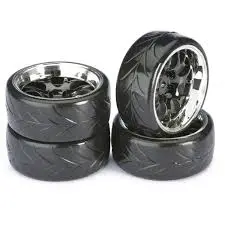 Absima 1:10 Drift Tyre On Black/ Chrome Wheels 4Pcs - Ab2510040 1