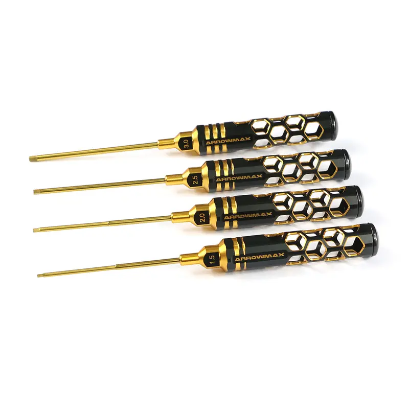 Allen Wrench Set Black & Gold 1.5 / 2.0 / 2.5 / 3.0 X 100Mm 1
