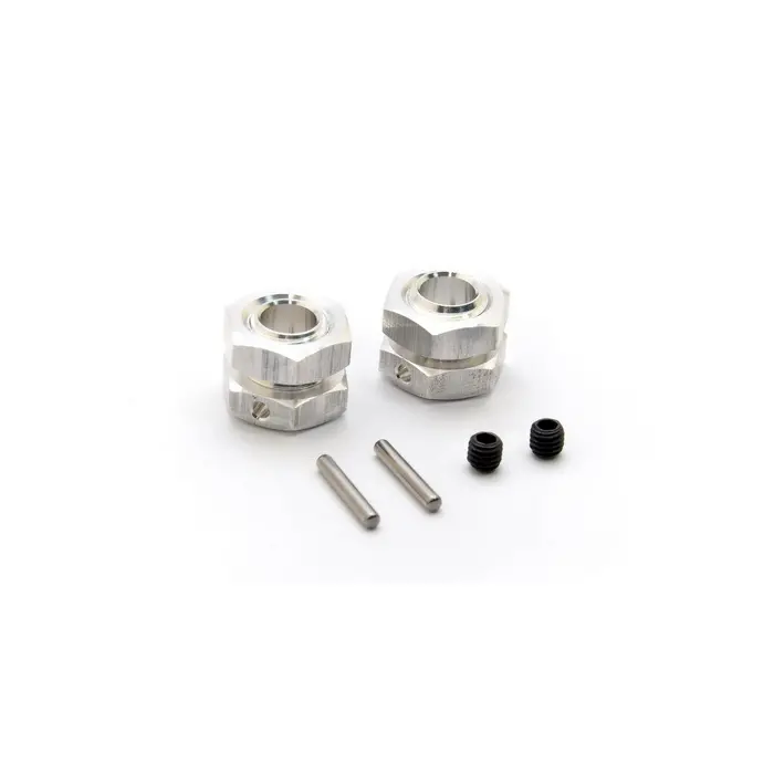 Hobao 17Mm Hex Hubs W/ Nuts, Pins & Grubscrews Aluminium 2Sets - Hb-87027 1