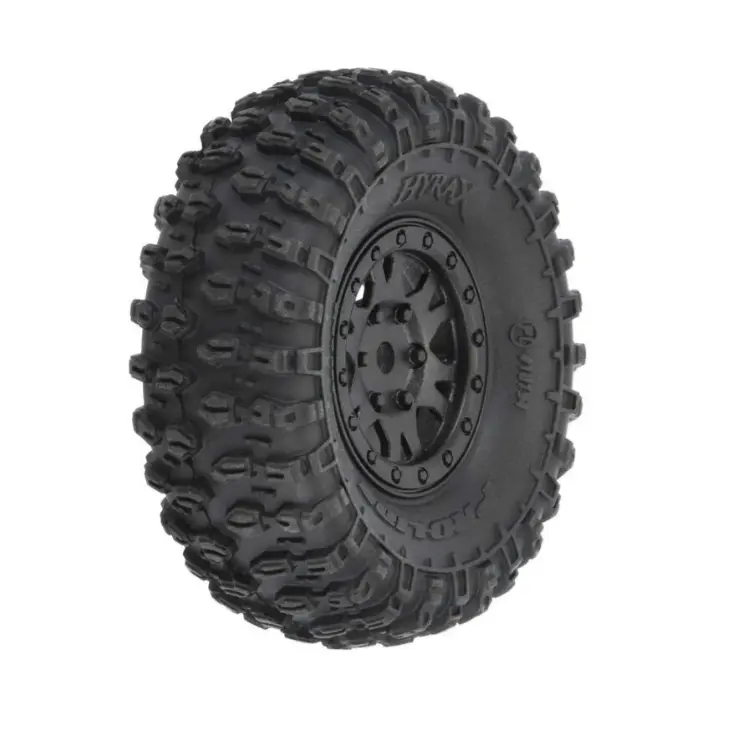 Proline 1:24 Hyrax Fr/Rr 1.0In Tyres On Black Impulse Wheels 7Mm 4Pcs - Pro1019410 1