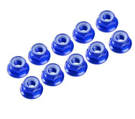 Rct 4Mm Serrated Flanged Nyloc Wheel Nut Blue 10Pcs - Rctln01017h 1