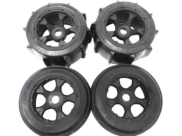 Rovan 4.7/5.5In Front & Rear Sand Buster Tyres On Black Wheels 4Pcs - Rov-850492 1