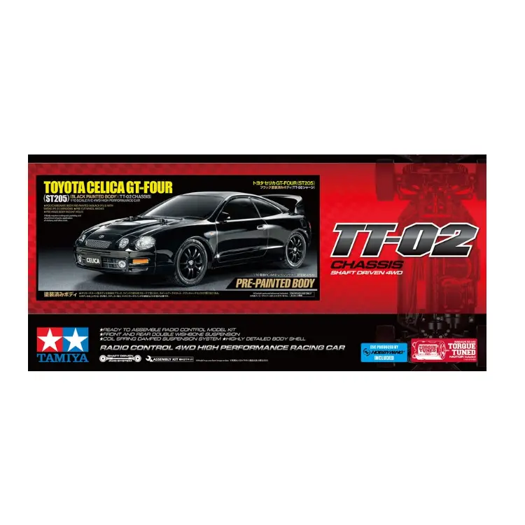 Tamiya Toyota Celica Gt-Four (St205) Tt-02 Black Painted Kit 1:10 - 47510 1