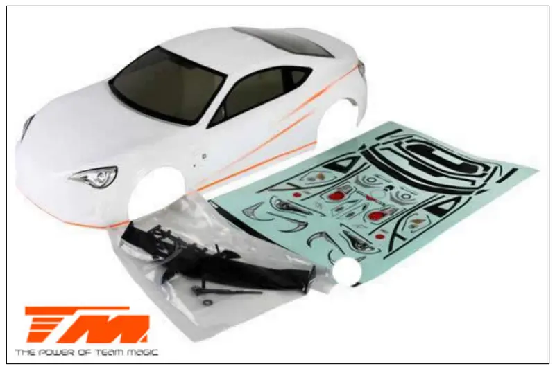 Team Magic E4d Toyota 86 Bodyshell White Painted W/ Spoiler, Mirrors, Decals - Tm503393wa 1