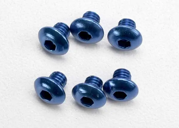 Traxxas 4X4mm Hex Drive Button Head Blue Aluminium Screws 6Pcs - 3940 1