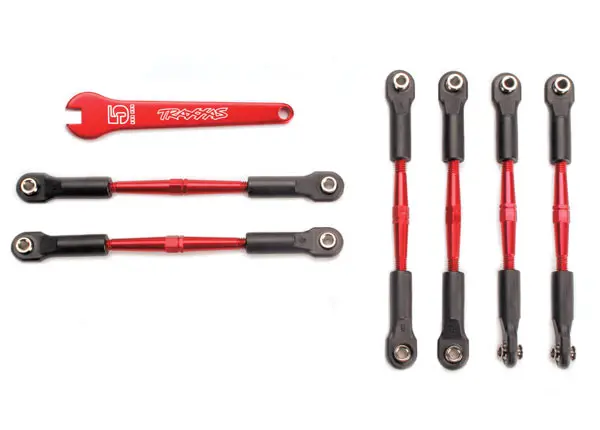 Traxxas Camber & Toe Turnbuckles Red Aluminium W/ Rod Ends & Pivot Balls 6Pcs - 5539X 1