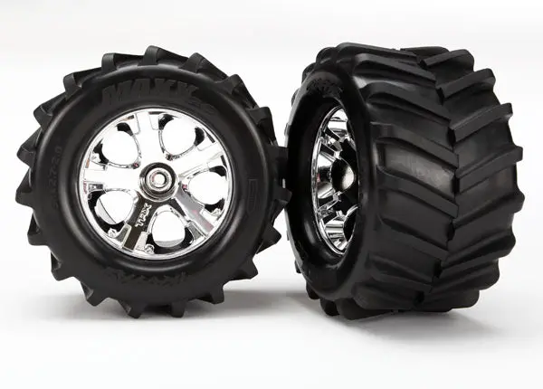 Traxxas Maxx Chevron Tyres On 2.8In All Star Chrome Wheels 2Pcs - 6771 1