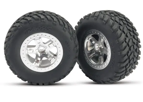 Traxxas Sct Off-Road Tyres On 5-Spoke Satin Chrome Wheels Front 2Pcs - 5875 1