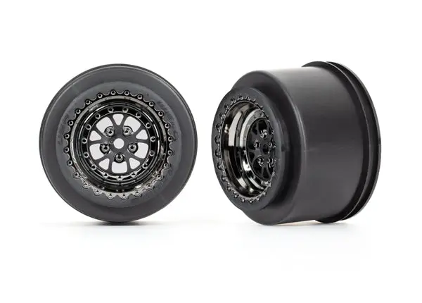 Traxxas Weld Wheels Rear Black Chrome Suit Drag Slash 2Pcs - 9473X 1