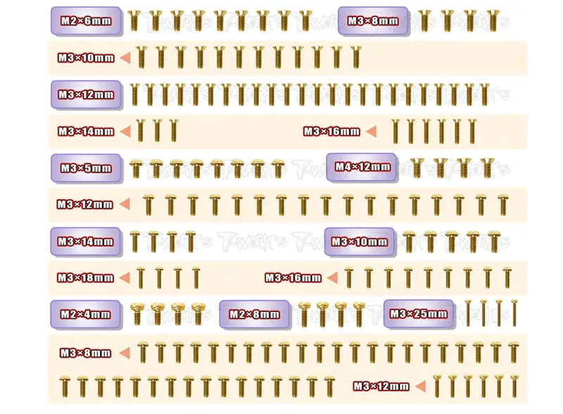 Upper & Transmission Screw Set For Mbx8r - Gold 1