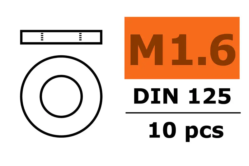 Washer, M1,6, Galvanized Steel (10Pcs) Gf-0154-001 1