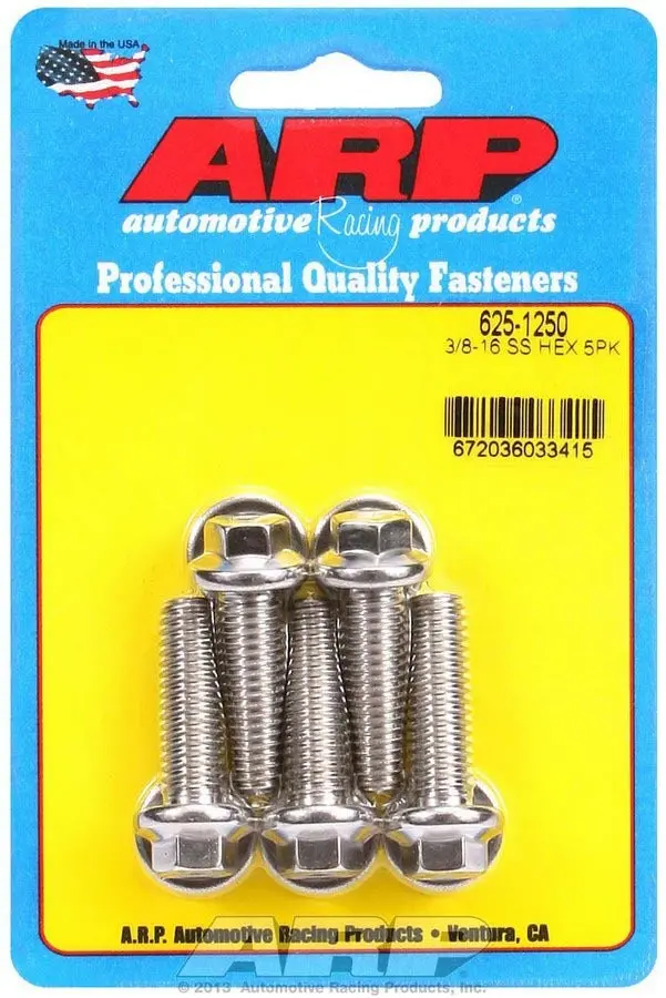 Arp Stainless Steel 6-Point Bolt Kit – 3/8-16 X 1.250 Inch (5-Pack) 1