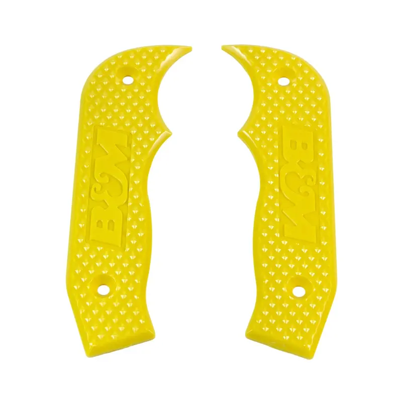 B&M Magnum Grip Side Plates – Polycarbonate With Diamond Texture And Yellow Finish 1