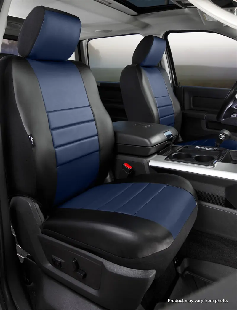 Fia Sl68-14 Blue Leatherlite™ Bucket Seat Covers – Blue/Black Two-Tone Synthetic Leather 1