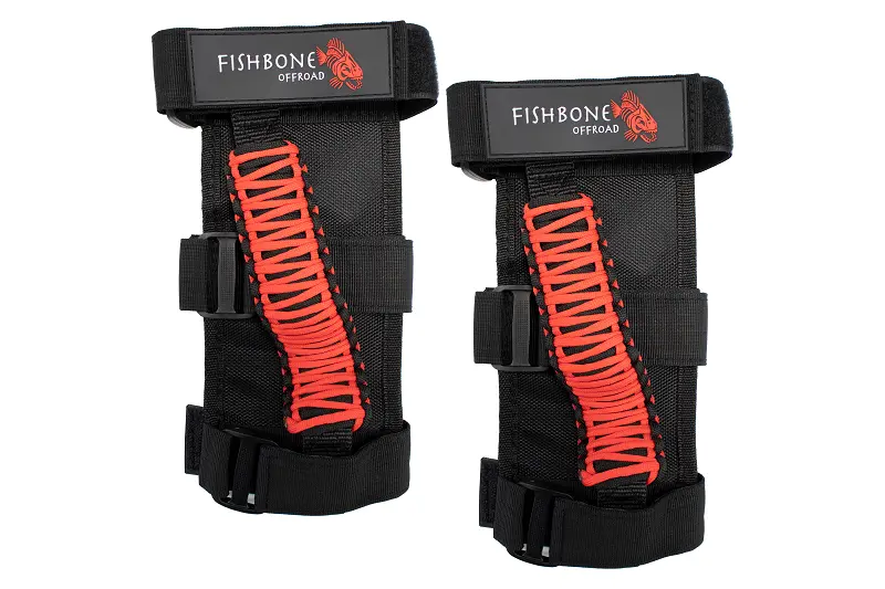 Fishbone Offroad Paracord Grab Handles With Triple-Strap Mounting (Fb55280, Red) 1