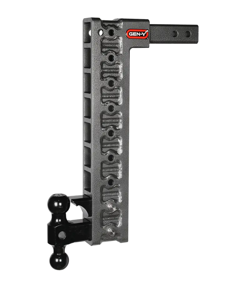 Gen-Y Mega-Duty Dual-Ball Pintle Hitch – 2" Shank, 20" Drop, 10K Towing Capacity 1