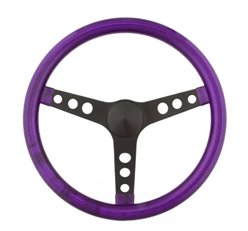 Grant 8473 15-Inch Purple Metal Flake Steering Wheel – 3-Spoke Design With Black Spokes 1
