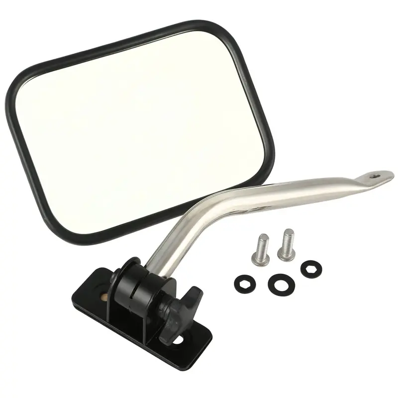 Rugged Ridge Quick-Release Side Mirror – Left-Side, Rectangular Shape, Stainless Steel Finish 1