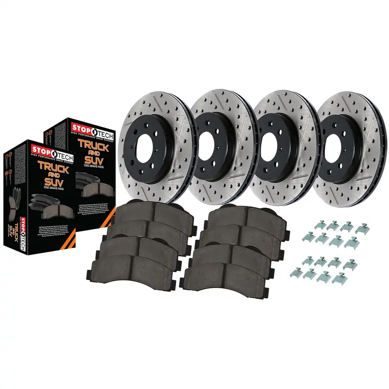 Stoptech 968.65065 Truck Axle Brake Kit – Slotted & Drilled Rotors, 4-Wheel 1