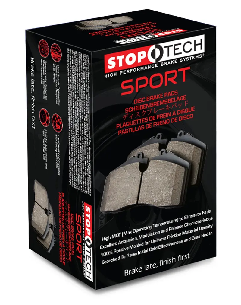 Stoptech Sport Brake Pad Set – Front & Rear W/ Shims And Installation Hardware 1