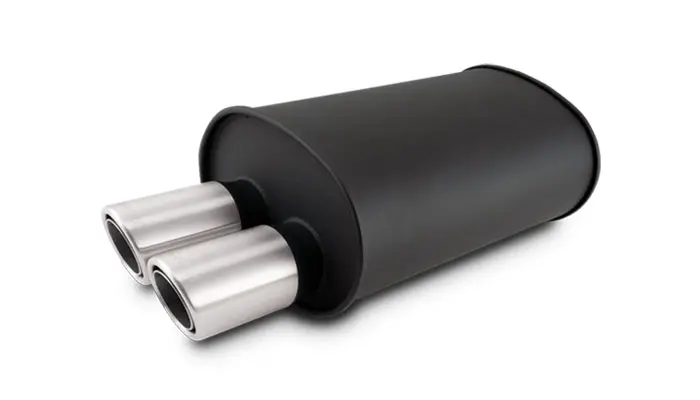 Vibrant Performance 12316 Streetpower Oval Muffler – Flat Black Finish With Dual 304 Stainless Steel Brushed Tips 1